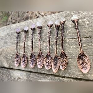 Vintage Style Copper Spoons with Crystal Accents
